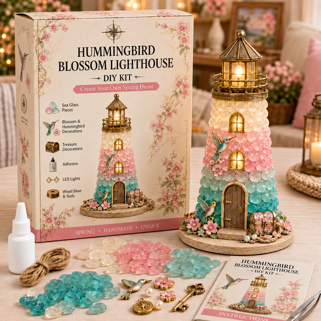 🌸Garden Series DIY Sea Glass Lighthouse Set - Glowing Model