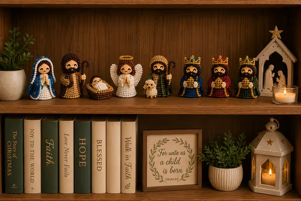 3D Beaded Nativity Collection DIY Kit – Handmade Christmas Faith Craft Set (8-Piece Set)