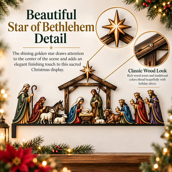 ✝ Nativity Scene Door Topper | Bring The Story Of Christmas Home - 10 inches