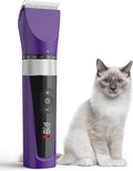 oneisall Cat Clippers for Matted Hair, 5-Speed Quiet Cat Grooming kit | Waterproof, 49dB Low Noise, 120min Long Battery Life LCD Display,4 Guards With Comb and Scissor,For Long Thick Matted Hair
