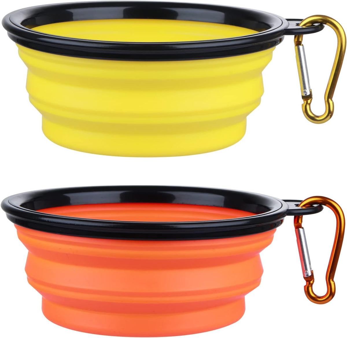 Dog Bowl Pet Collapsible Bowls, 2 Pack for Cats Dogs, Portable Pet Feeding Watering Dish for Walking Parking Traveling with 2 Carabiners (Small, Blue+Green)