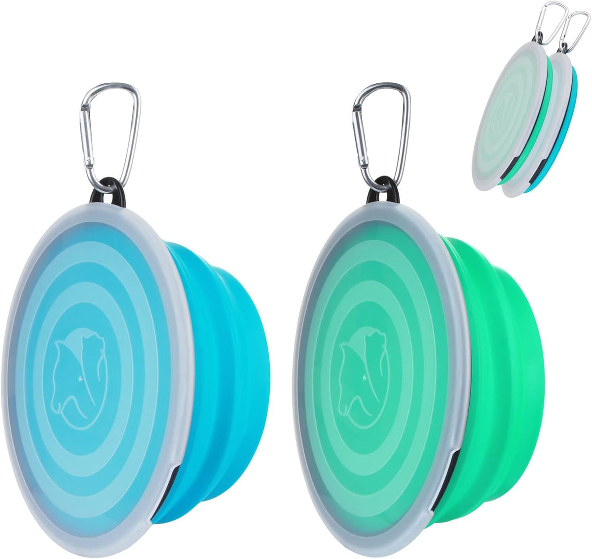 SLSON Dog Bowls Pet Collapsible Bowl with Cover Lids,2 Pack Dog Travel Bowls Portable Foldable Cat Water Dish Bowl for Pets Walking Parking Camping (Pink and Purple, Small)