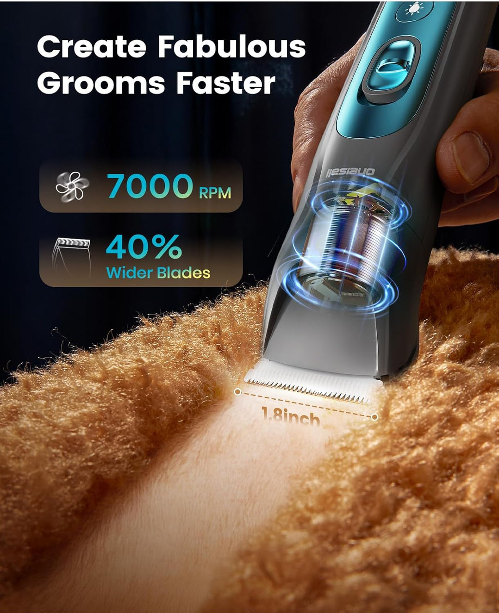 oneisall Professional 4-in-1 Dog Grooming Kit with LED Light | Quiet Clippers & Nail Grinder, Cordless, 3.7 hrs Runtime, LED Display, Safe for Paws, Face, Ears & Body