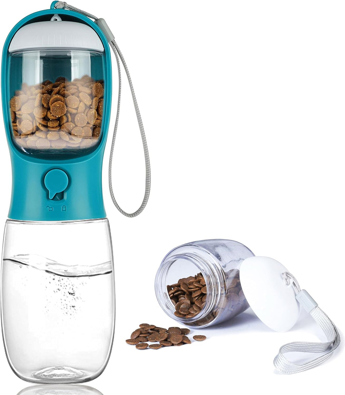 AVELORA Dog Water Bottle with Food Container, Portable Leak Proof Pet Water Dispenser for Walking Hiking Travel, Puppy Essentials Accessories for Small Large Dogs, Dog Gifts (10oz/15oz/19oz)