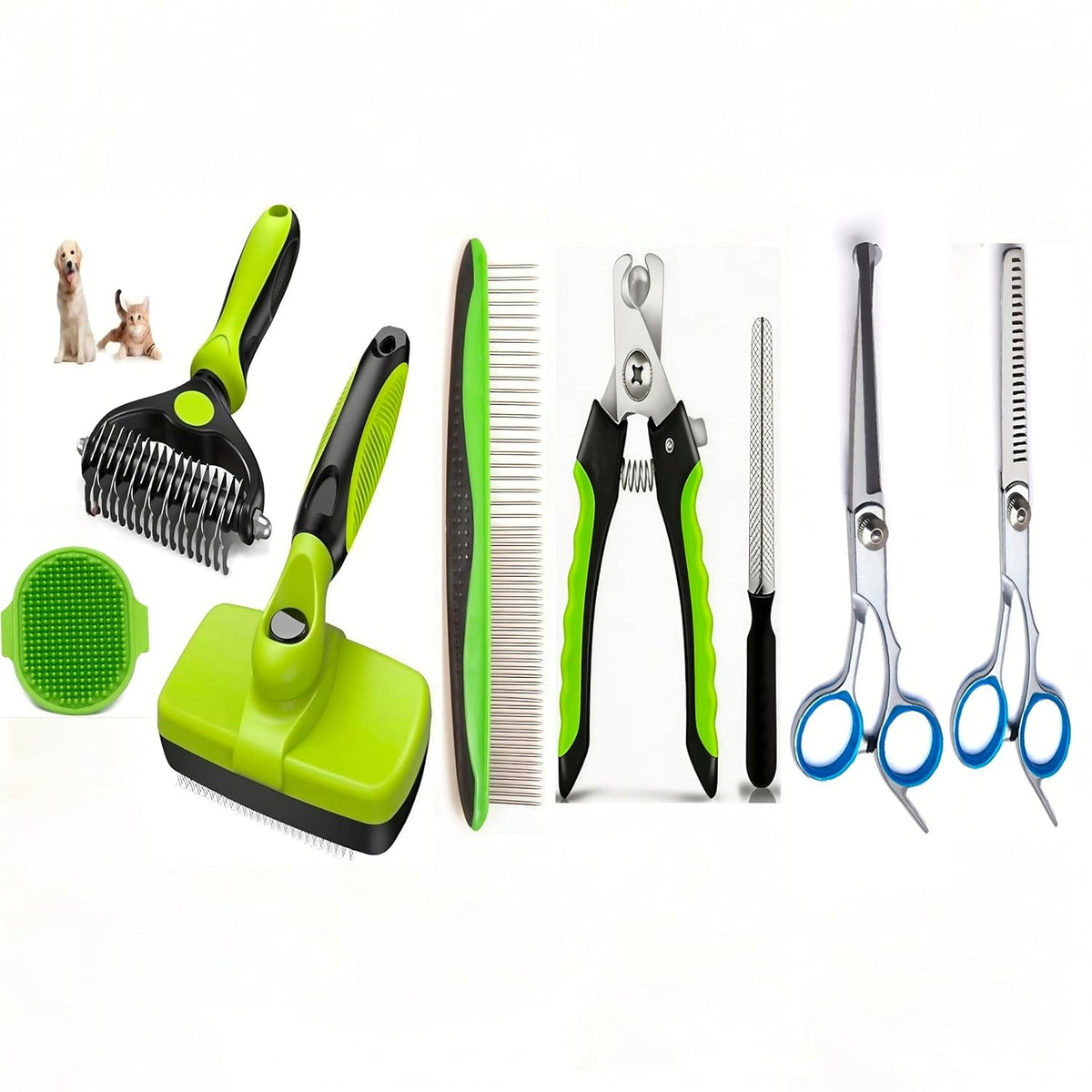 Cat Grooming Kit,Kitten Puppy Pet Dog Grooming Kit,Dog Slicker Brush,9PCS | Dog Cat Rabbits Grooming Scissors Tools Kit,Dog Grooming Brush Kit for Small or Large Short and Long Haired Dogs At Home