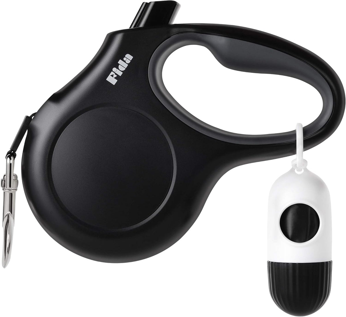 Fida Retractable Dog Leash with Dispenser and Poop Bags, 16ft, White & Pink | Pet Walking Leash for Small Dog or Cat up to 26 lbs, Anti-Slip Handle, Tangle Free, Reflective Nylon Tape