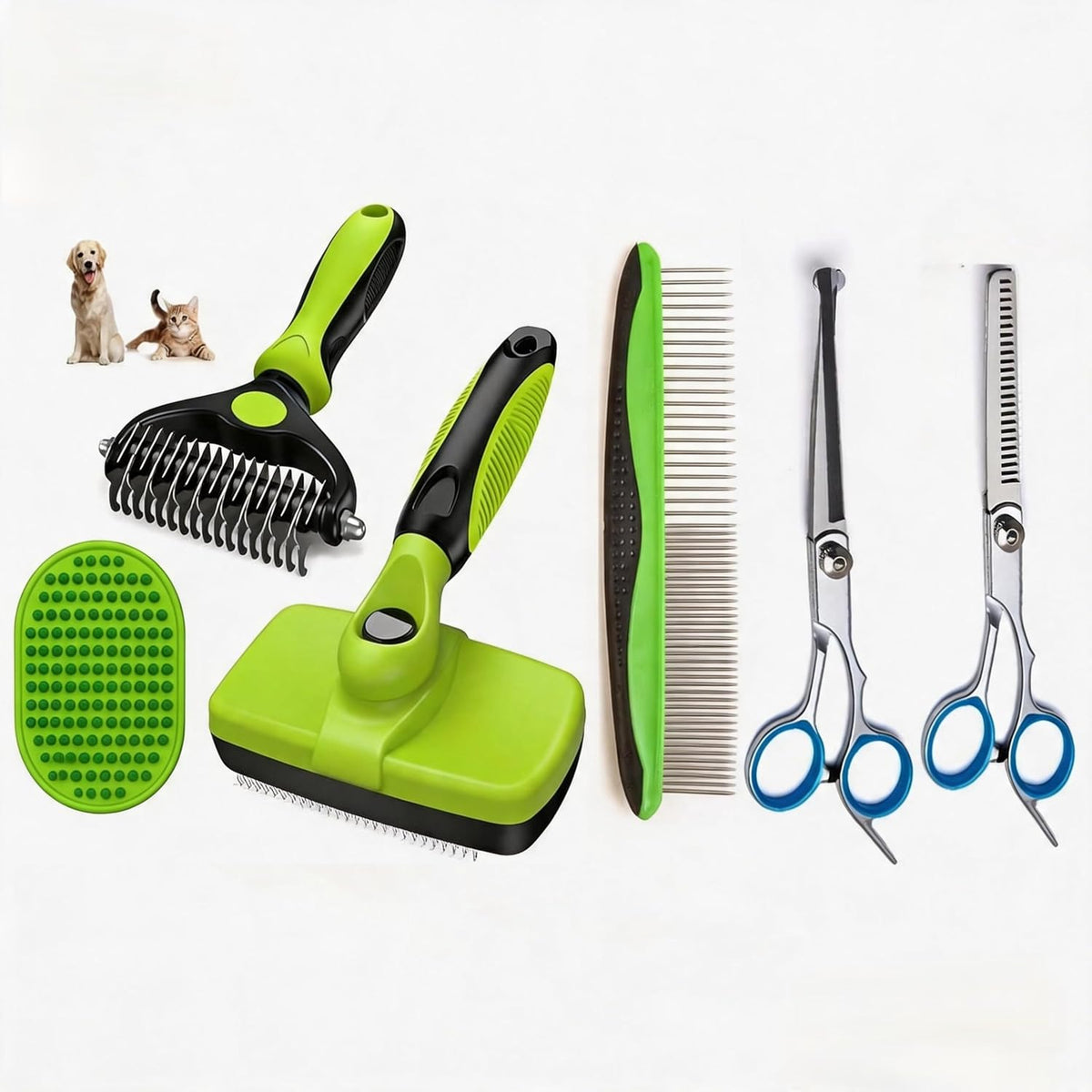 Cat Grooming Kit,Kitten Puppy Pet Dog Grooming Kit,Dog Slicker Brush,9PCS | Dog Cat Rabbits Grooming Scissors Tools Kit,Dog Grooming Brush Kit for Small or Large Short and Long Haired Dogs At Home
