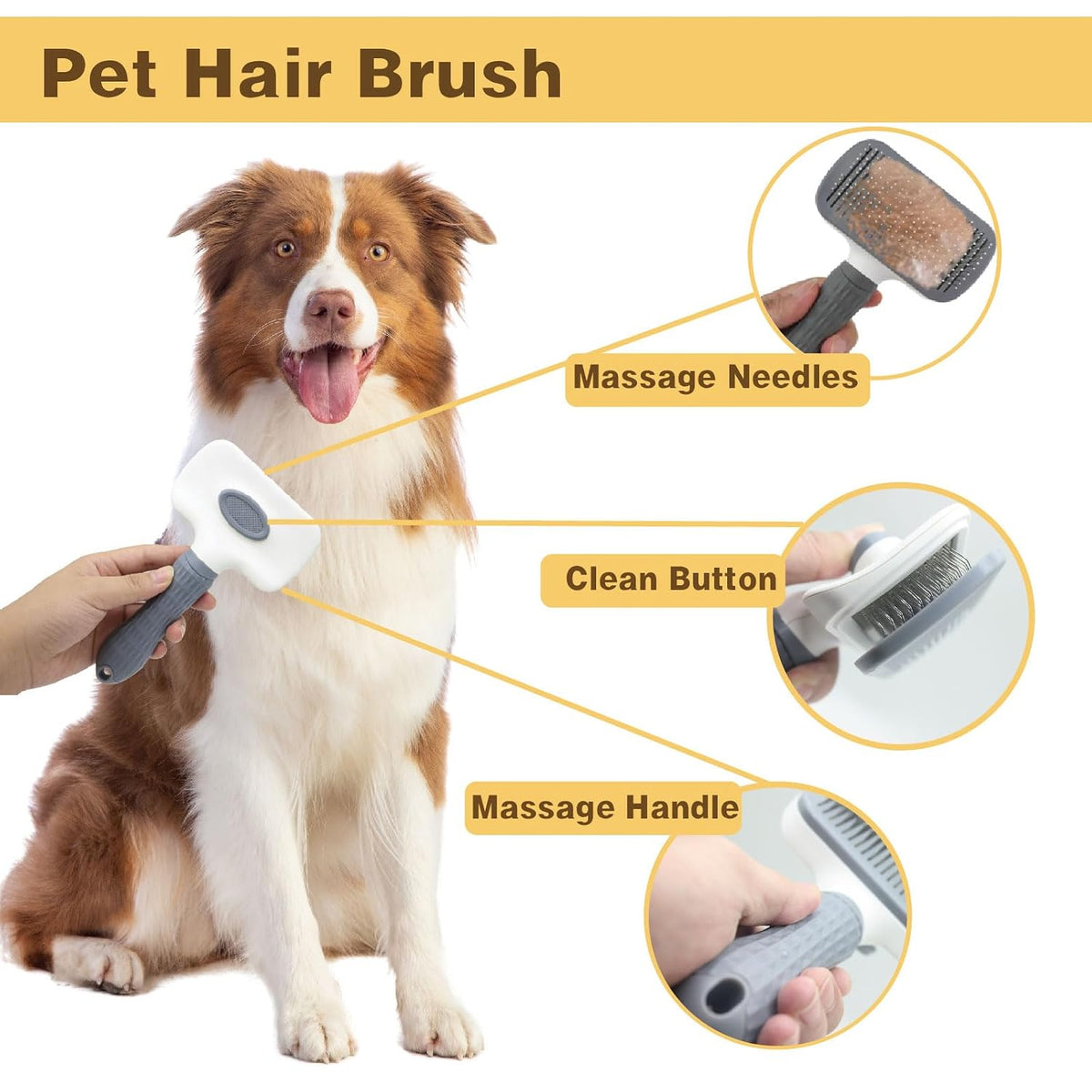 Dog Brush & Pet Grooming Kit – Deshedding Brush, Slicker Brush, Dematting Comb, Bath Brush, Scissors, Nail Clipper for Dogs & Cats – Complete Grooming Kit for Shedding, Matted Hair, Bathing & Paw Care