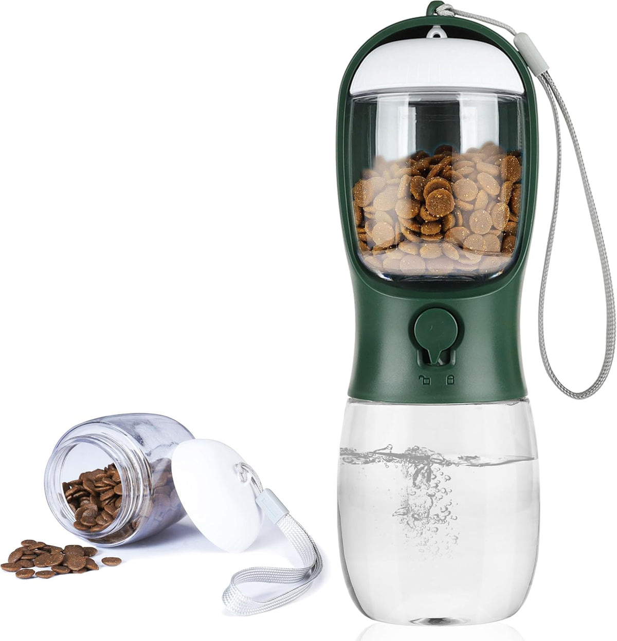 AVELORA Dog Water Bottle with Food Container, Portable Leak Proof Pet Water Dispenser for Walking Hiking Travel, Puppy Essentials Accessories for Small Large Dogs, Dog Gifts (10oz/15oz/19oz)