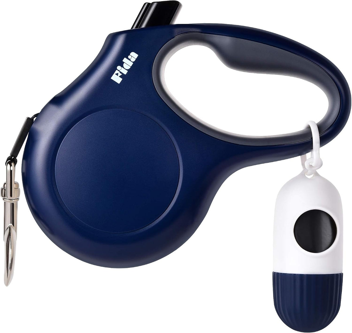 Fida Retractable Dog Leash with Dispenser and Poop Bags, 16ft, White & Pink | Pet Walking Leash for Small Dog or Cat up to 26 lbs, Anti-Slip Handle, Tangle Free, Reflective Nylon Tape