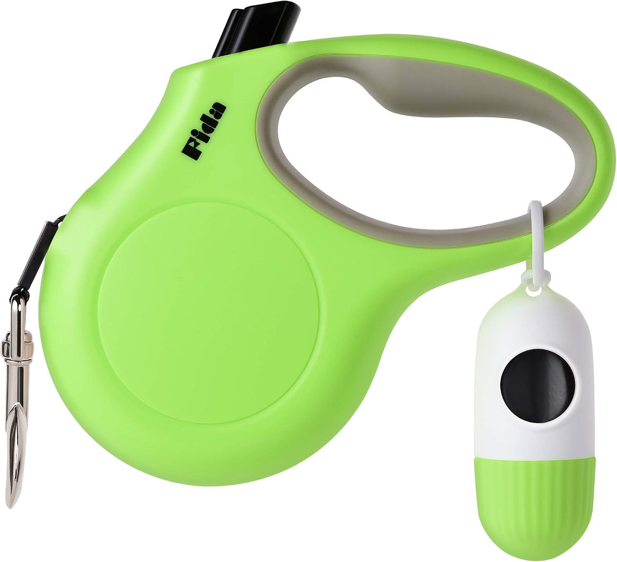 Fida Retractable Dog Leash with Dispenser and Poop Bags, 16ft, White & Pink | Pet Walking Leash for Small Dog or Cat up to 26 lbs, Anti-Slip Handle, Tangle Free, Reflective Nylon Tape