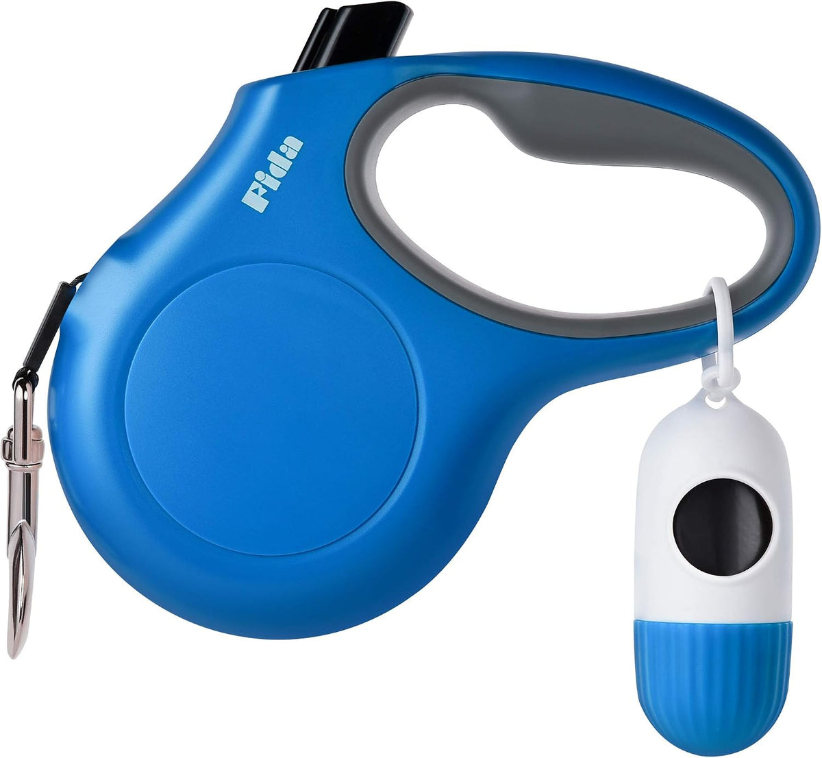Fida Retractable Dog Leash with Dispenser and Poop Bags, 16ft, White & Pink | Pet Walking Leash for Small Dog or Cat up to 26 lbs, Anti-Slip Handle, Tangle Free, Reflective Nylon Tape