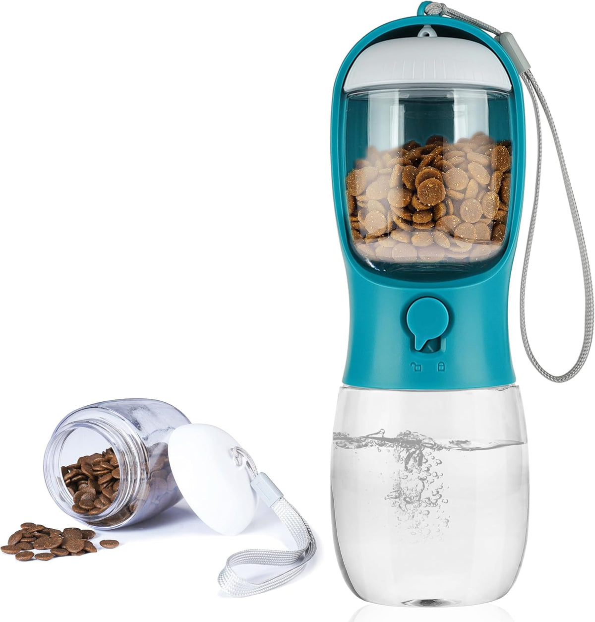 AVELORA Dog Water Bottle with Food Container, Portable Leak Proof Pet Water Dispenser for Walking Hiking Travel, Puppy Essentials Accessories for Small Large Dogs, Dog Gifts (10oz/15oz/19oz)
