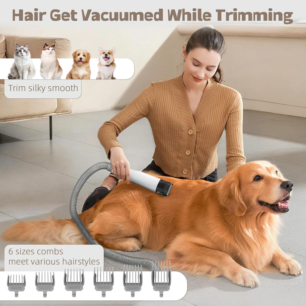 8VR Dog Grooming Kit, Pet Grooming Vacuum with Pet Clipper Nail Grinder, Dog Hair Vacuum with 6 Pet Grooming Tools for Dogs Cats Shedding Grooming