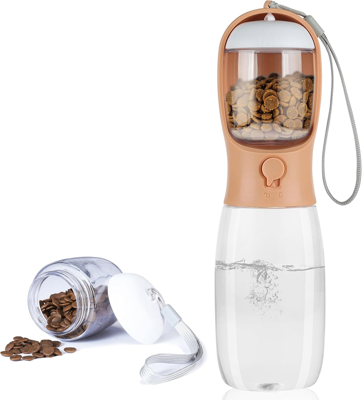 AVELORA Dog Water Bottle with Food Container, Portable Leak Proof Pet Water Dispenser for Walking Hiking Travel, Puppy Essentials Accessories for Small Large Dogs, Dog Gifts (10oz/15oz/19oz)