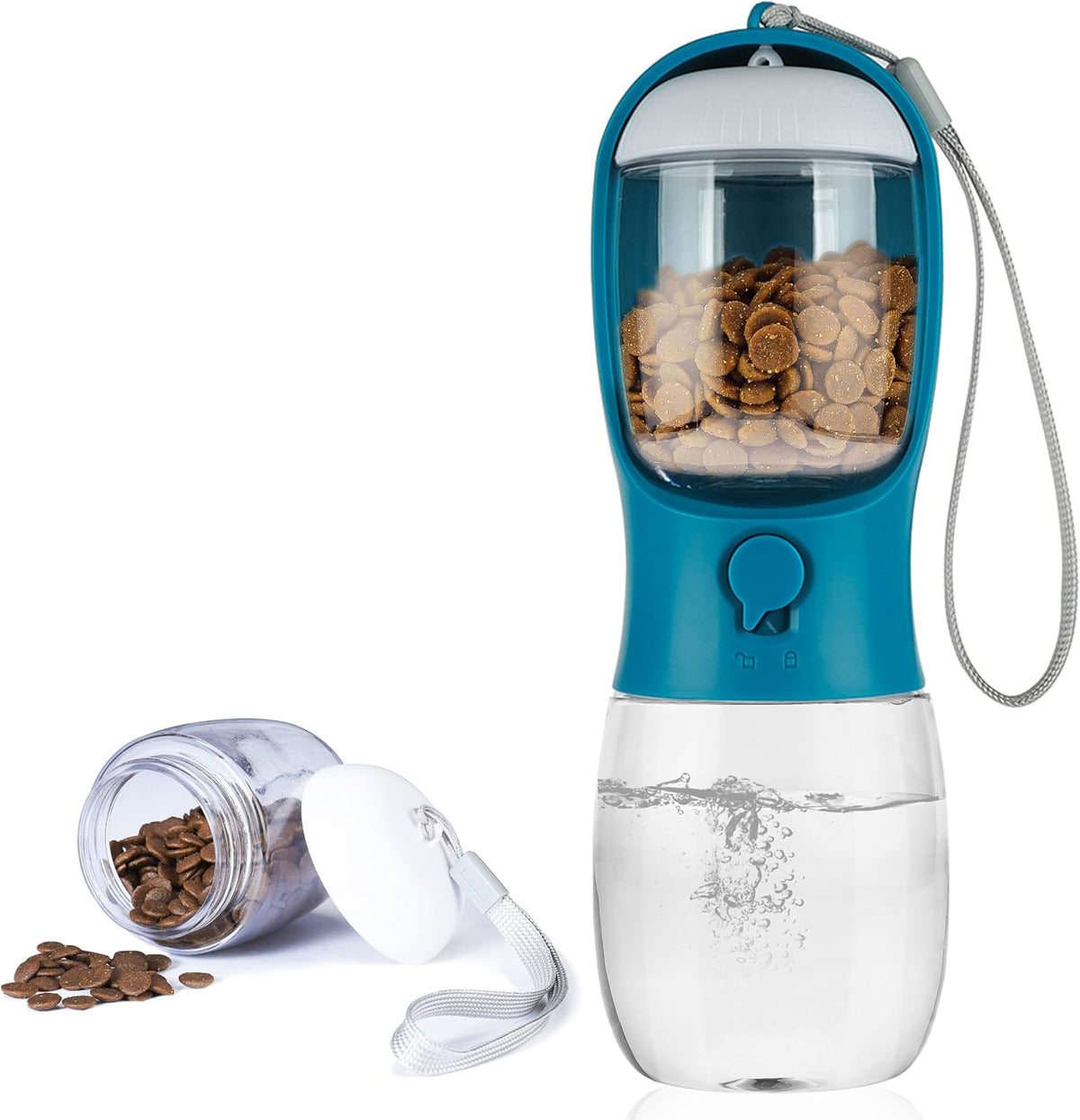 AVELORA Dog Water Bottle with Food Container, Portable Leak Proof Pet Water Dispenser for Walking Hiking Travel, Puppy Essentials Accessories for Small Large Dogs, Dog Gifts (10oz/15oz/19oz)