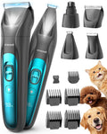 oneisall Professional 4-in-1 Dog Grooming Kit with LED Light | Quiet Clippers & Nail Grinder, Cordless, 3.7 hrs Runtime, LED Display, Safe for Paws, Face, Ears & Body