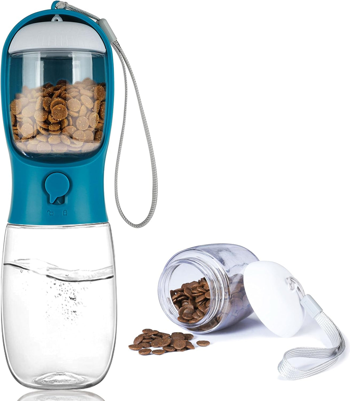 AVELORA Dog Water Bottle with Food Container, Portable Leak Proof Pet Water Dispenser for Walking Hiking Travel, Puppy Essentials Accessories for Small Large Dogs, Dog Gifts (10oz/15oz/19oz)