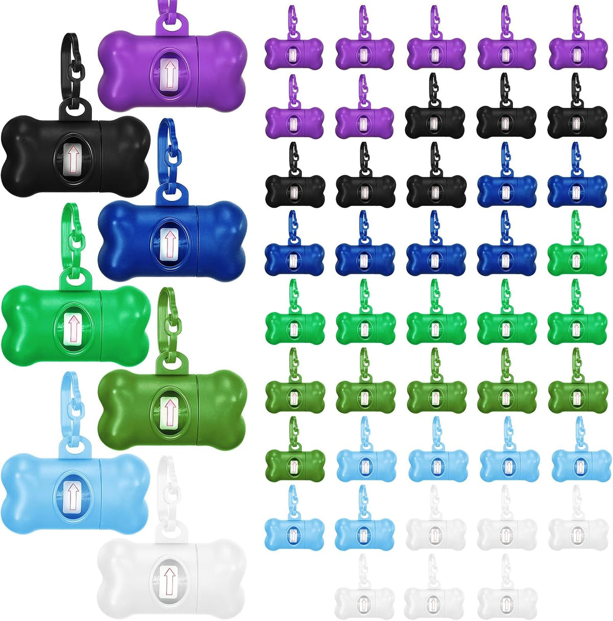 Zhehao 50 Pack Dog Poop Bag Holders for Leashes, Classic | Clip-on Waste Bag Holders Attach to Leashes, Belts, Travel, Parks, Homes, and Pet Businesses