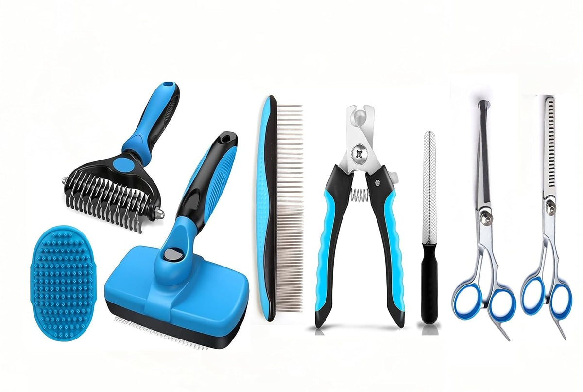 Cat Grooming Kit,Kitten Puppy Pet Dog Grooming Kit,Dog Slicker Brush,9PCS | Dog Cat Rabbits Grooming Scissors Tools Kit,Dog Grooming Brush Kit for Small or Large Short and Long Haired Dogs At Home