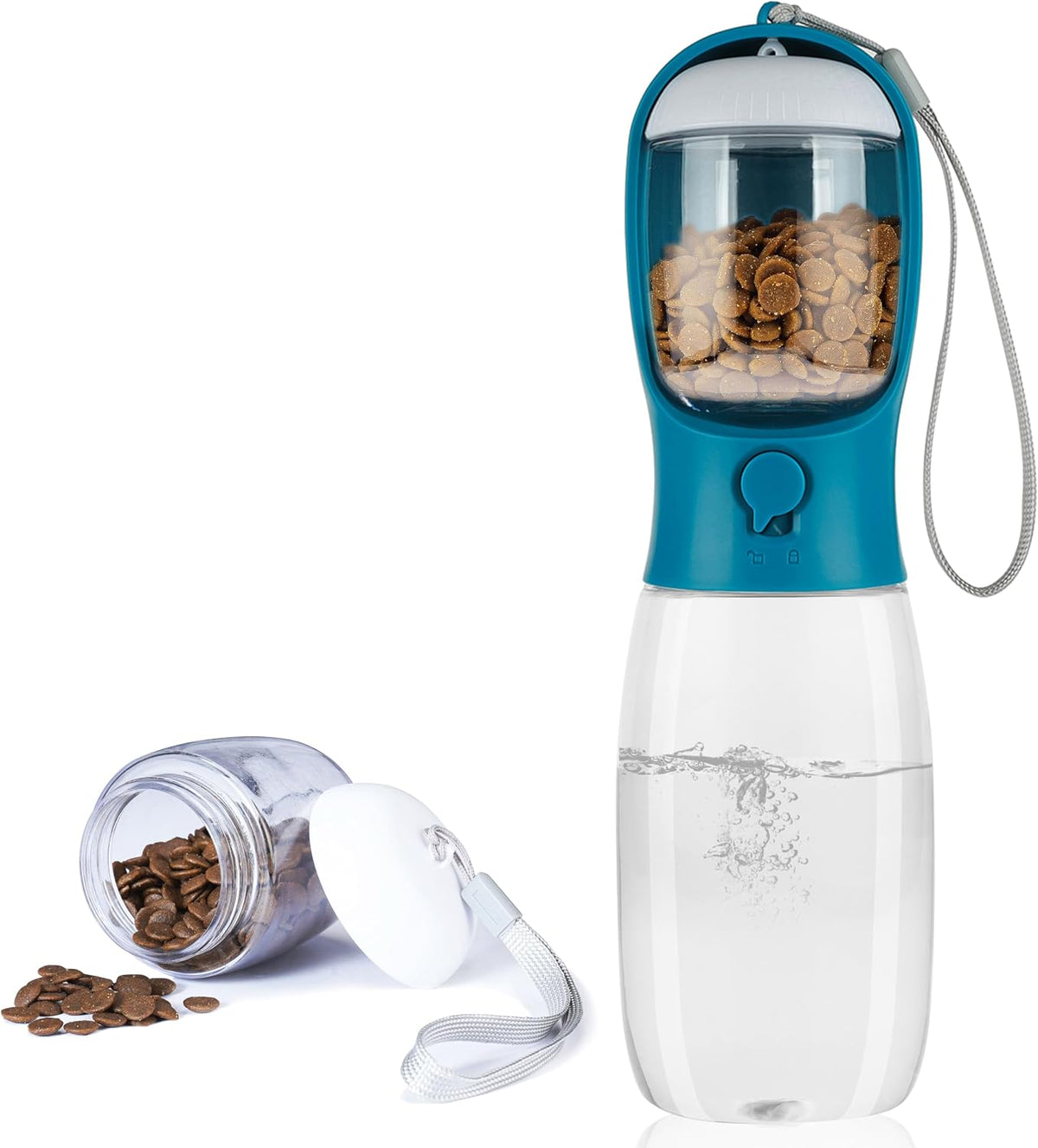 AVELORA Dog Water Bottle with Food Container, Portable Leak Proof Pet Water Dispenser for Walking Hiking Travel, Puppy Essentials Accessories for Small Large Dogs, Dog Gifts (10oz/15oz/19oz)