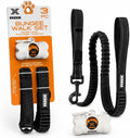RBX Bungee Leash for Dogs with Reflective Stitching, 3-Piece Shock Absorbing Dog Walking Set with Poop Bags and Bone-Shaped Dispenser for Daily Walks, Training and Outdoor Adventures