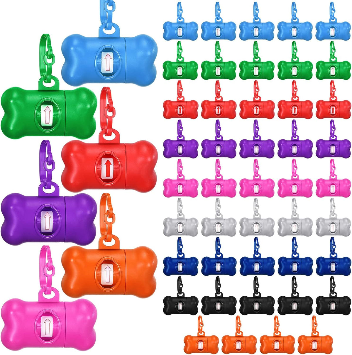 Zhehao 50 Pack Dog Poop Bag Holders for Leashes, Classic | Clip-on Waste Bag Holders Attach to Leashes, Belts, Travel, Parks, Homes, and Pet Businesses