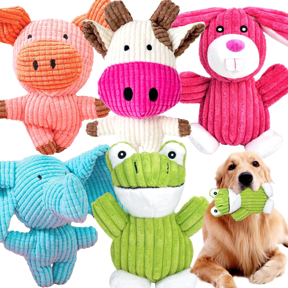 MRSOHRET Dog Squeak Toys Puppy Toys, Tough Dog Toys for Aggressive Chewers | 5 Pack Durable Reinforced Plush Dog Chew Toy, Dog Toys for Large Medium Small Dog, Puppy Teething Toys to Keep Them Busy