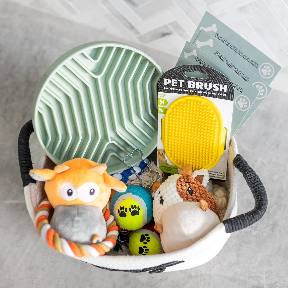 New Puppy Gift Basket - Premium Puppy Starter Kit and Dog Gift Basket | Includes Dog Toys - Perfect Doggie Birthday Gifts - Puppy Necessities with Pet Toy Basket