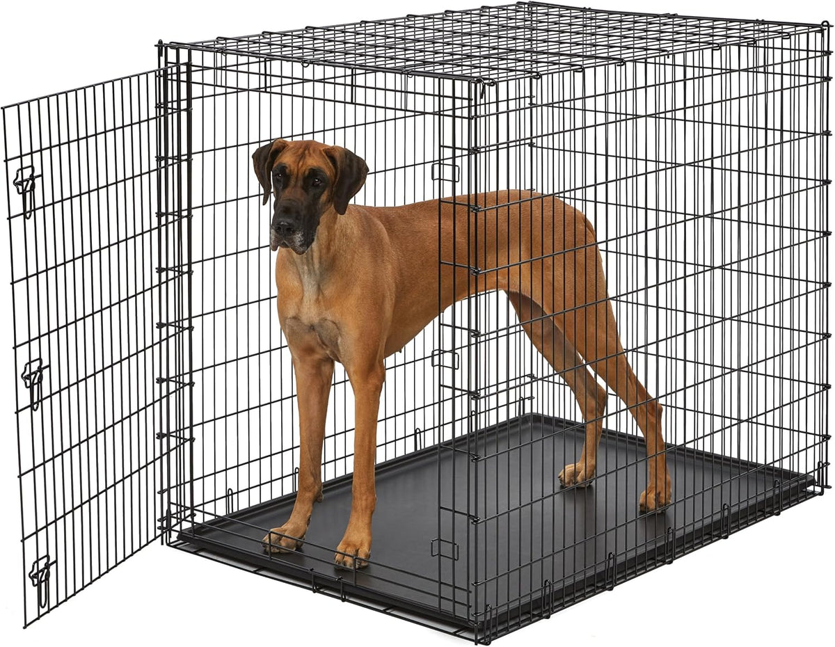 Solutions by Midwest 54-Inch Single Door Crate, Giant Breed Dogs, 100+ lbs | Dog Crate with Leak-Proof Tray & Secure Latches, Durable Drop Pin Construction