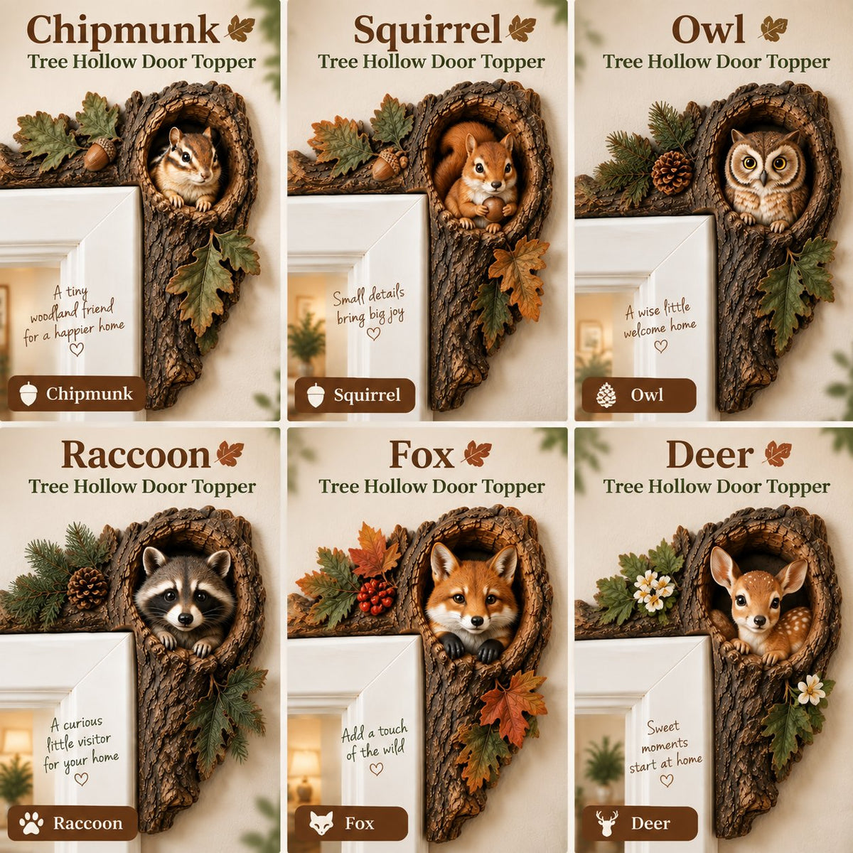 🐿️ Chipmunk Tree Hollow Door Topper | Woodland Animal Doorway Decor For Cozy Nature Homes