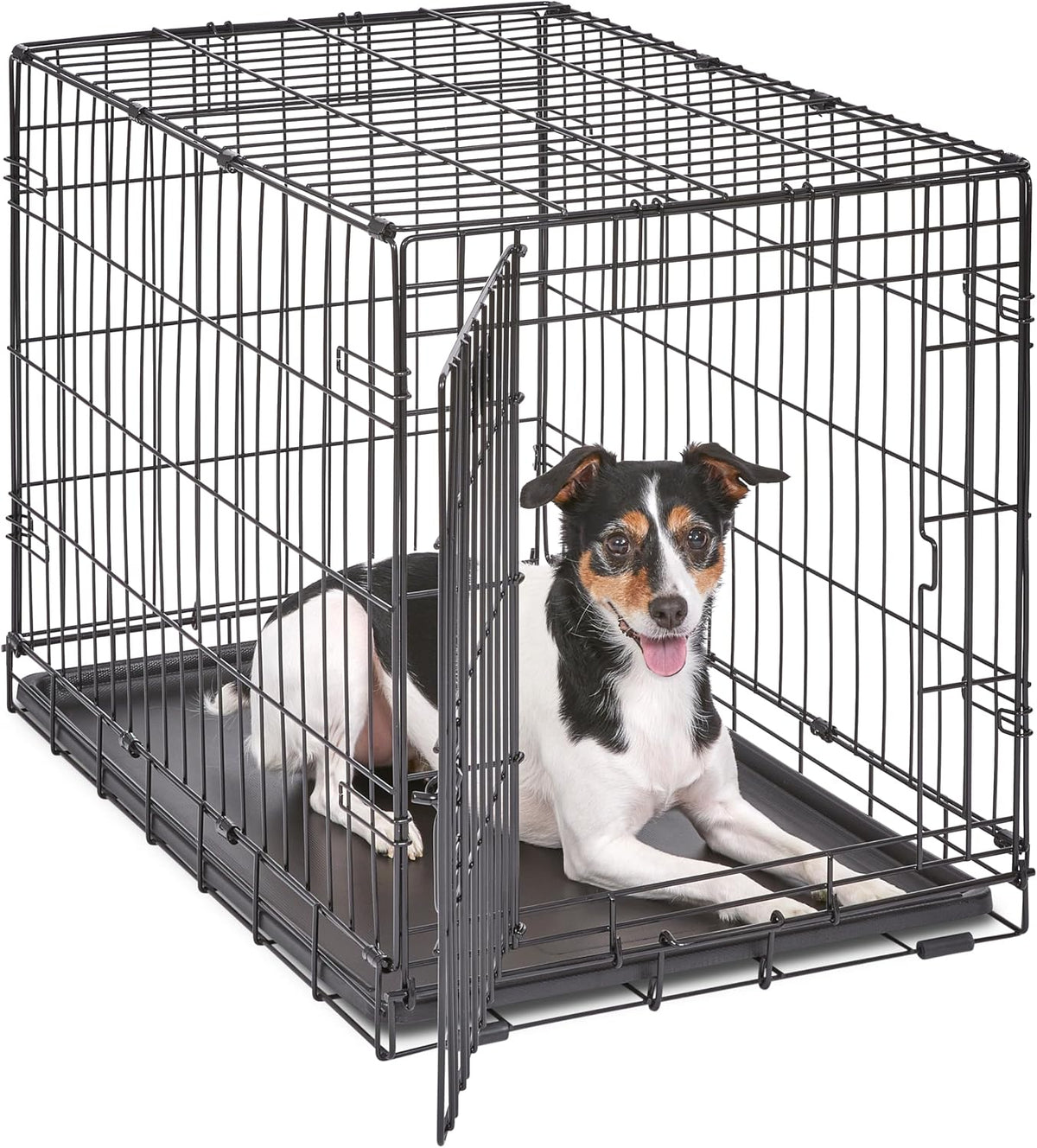 Midwest 24-Inch Single Door iCrate, for Small Breeds, 12-20 lbs | Folding Dog Crate with Divider Panel, Leak-Proof Tray & Secure Latch, Portable, Durable & Easy to Assemble