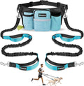 PetAmi Premium Hands Free Dog Leash for 2 Dogs, Adjustable Waist Belt for Dog Walking, Fanny Pack Accessories Bag Dual Bungee for Running, Hiking, Jogging, Biking, Turquoise Blue