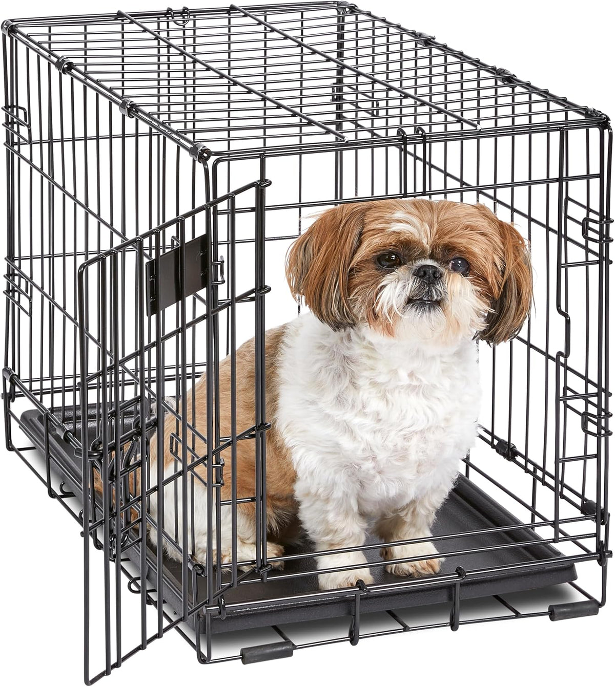 Midwest 30-Inch Single Door iCrate, for Medium Breeds, 21-40 lbs | Folding Dog Crate with Divider Panel, Leak-Proof Tray & Secure Latch, Portable, Durable & Easy to Assemble