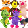 Jalousie Plush Toys Assortment Value Bundle Puppy Pet Mutt Squeak Toy for Medium Large Dogs (5 Pack Knotted)