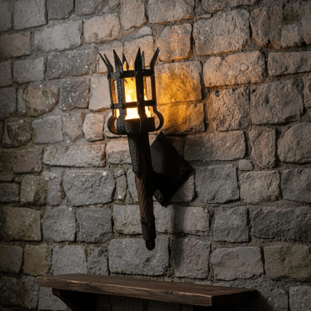 Medieval Torch Wall Sconce: Battery LED Realistic Candle Light with Remote - Torch + Wall Mount / Orange